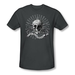Here There Be Pirates - Mens Slim Fit T-Shirt In Charcoal