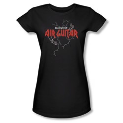 Air Guitar Master - Juniors Sheer T-Shirt In Black
