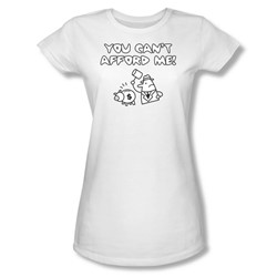 Can'T Afford Me - Juniors Sheer T-Shirt In White