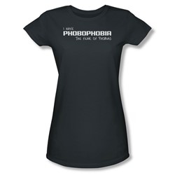 Phobophobia - Juniors Sheer T-Shirt In Charcoal