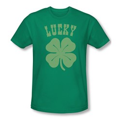Lucky Shamrock - Mens Slim Fit T-Shirt In Kelly Green
