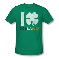 I Love Ireland - Mens Slim Fit T-Shirt In Kelly Green