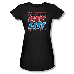 Get Lit - Juniors Sheer T-Shirt In Black