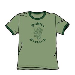Dublin Ireland - Adult Green Ringer S/S T-Shirt For Men