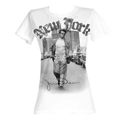 James Dean - New York Walking Womens T-Shirt In White