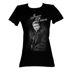 James Dean - Dean Leaning Womens T-Shirt In Black