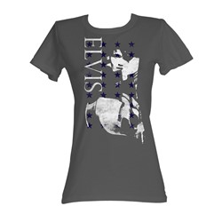 Elvis Presley -  White E Womens T-Shirt In Charcoal