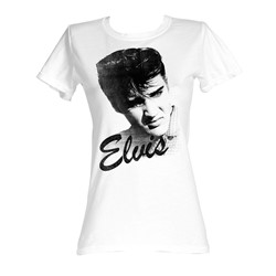 Elvis Presley - Portrait Womens T-Shirt In White