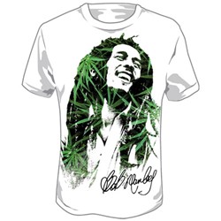 Bob Marley - Leaves Dreads Adult T-Shirt in White