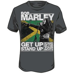 Bob Marley - Get Up Stand Up Adult T-Shirt in Charcoal