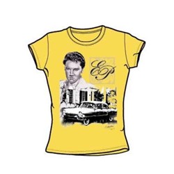 Elvis - Ep - Juniors Trans Yellow Sheer Cap Sleeve T-Shirt For Women