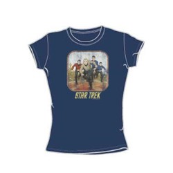 Star Trek - St / Running Cartoon Crew Juniors T-Shirt In Slate