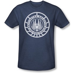 Battlestar Galactica - Mens Scratched Bsg Logo T-Shirt In Navy