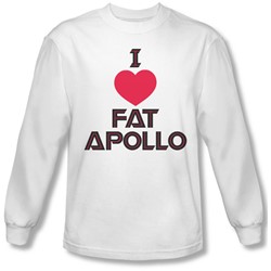 Battlestar Galactica - Mens I Heart Fat Apollo Long Sleeve Shirt In White