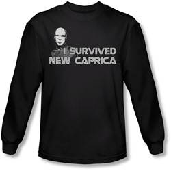 Battlestar Galactica - Mens I Survived New Caprica Long Sleeve Shirt In Black
