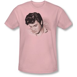 Elvis Presley - Mens Looking Down T-Shirt In Pink