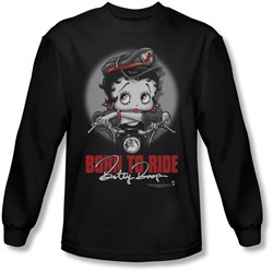 Betty Boop - Mens Born To Ride Long Sleeve Shirt In Black
