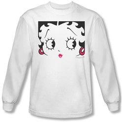 Betty Boop - Mens Close Up Long Sleeve Shirt In White