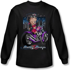 Betty Boop - Mens City Chopper Long Sleeve Shirt In Black