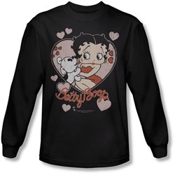 Betty Boop - Mens Classic Kiss Long Sleeve Shirt In Black