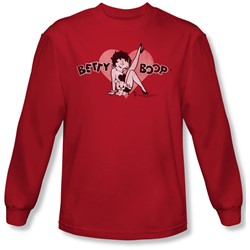 Betty Boop - Mens Vintage Cutie Pup Long Sleeve Shirt In Red