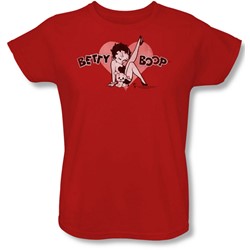 Betty Boop - Womens Vintage Cutie Pup T-Shirt In Red