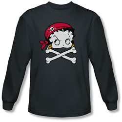 Betty Boop - Mens Pirate Long Sleeve Shirt In Charcoal