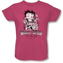 Betty Boop - Womens Born Wild T-Shirt In Hot Pink