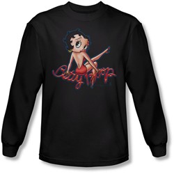 Betty Boop - Mens Betty'S Back Long Sleeve Shirt In Black