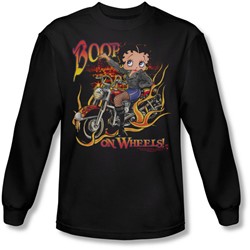 Betty Boop - Mens On Wheels Long Sleeve Shirt In Black