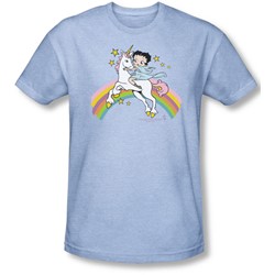 Betty Boop - Mens Unicorn & Rainbows T-Shirt In Light Blue