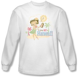 Betty Boop - Mens Hot In Hawaii Long Sleeve Shirt In White