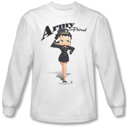 Betty Boop - Mens Army Boop Long Sleeve Shirt In White