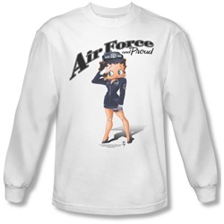 Betty Boop - Mens Air Force Boop Long Sleeve Shirt In White