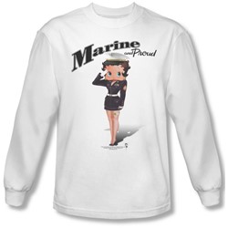 Betty Boop - Mens Marine Boop Long Sleeve Shirt In White