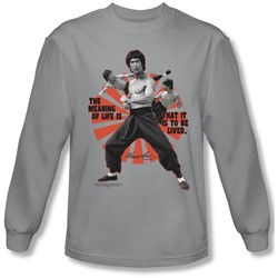 Bruce Lee - Mens Meaning Of Life Long Sleeve Shirt In Silver