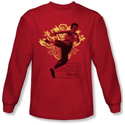 Bruce Lee - Mens Immortal Dragon Long Sleeve Shirt In Red