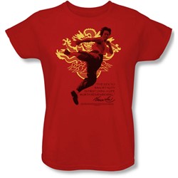 Bruce Lee - Womens Immortal Dragon T-Shirt In Red