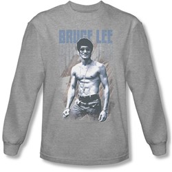 Bruce Lee - Mens Blue Jean Lee Long Sleeve Shirt In Silver