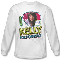 Saved By The Bell - Mens I Love Kelly Long Sleeve Shirt In White