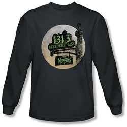 The Munsters - Mens Moonlit Address Long Sleeve Shirt In Charcoal