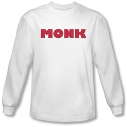 Monk - Mens Logo Long Sleeve Shirt In White