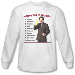 Monk - Mens Top 10 Phobias Long Sleeve Shirt In White