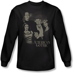The Munsters - Mens American Gothic Long Sleeve Shirt In Black