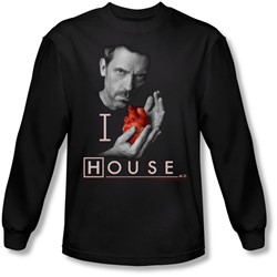 House - Mens I Heart House Long Sleeve Shirt In Black