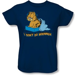 Garfield - Womens I Don'T Do Mornings T-Shirt In Navy