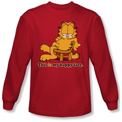 Garfield - Mens Happy Face Long Sleeve Shirt In Red