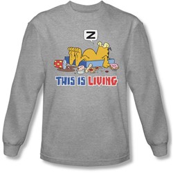 Garfield - Mens This Is Living Long Sleeve Shirt In Heather