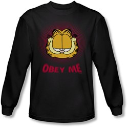 Garfield - Mens Obey Me Long Sleeve Shirt In Black