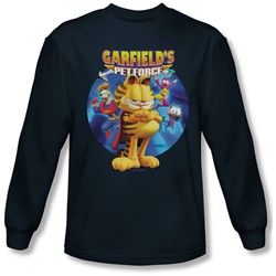 Garfield - Mens Dvd Art Long Sleeve Shirt In Navy